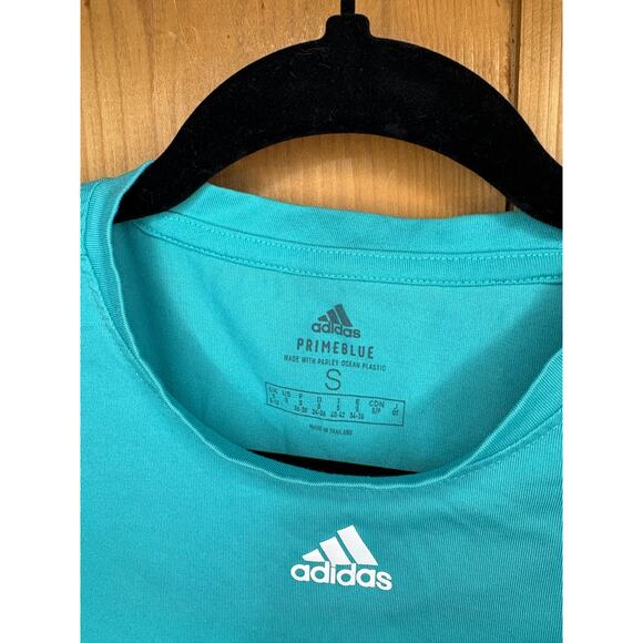 Adidas Teal Short T-Shirt Side Tie Size Small - Picture 3 of 4
